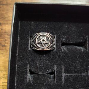 Pentagram Goat Stainless Steel Satan Ring Jewelry Size 10